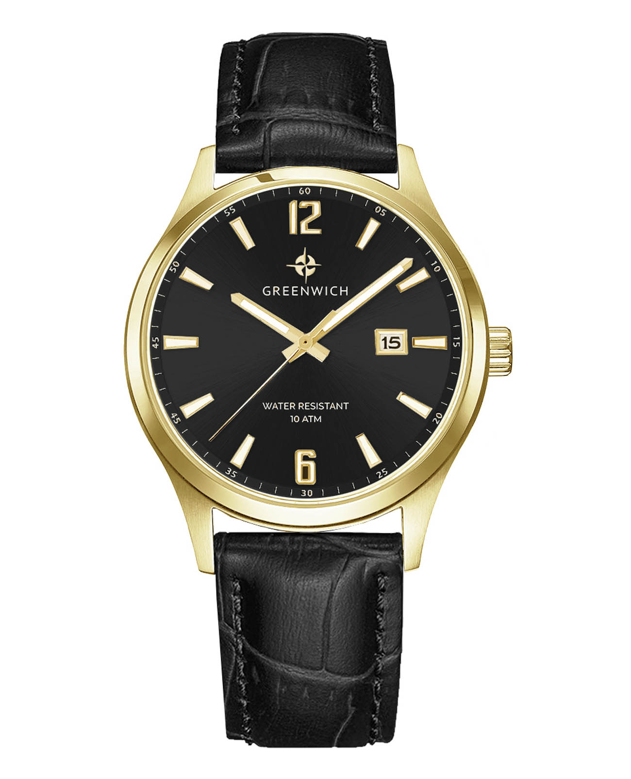 Greenwich Greenwich Octopus GW 051.21.31  GW 051.21.31 кварцевые мужские часы черный циферблат, браслет кожаный — вид спереди